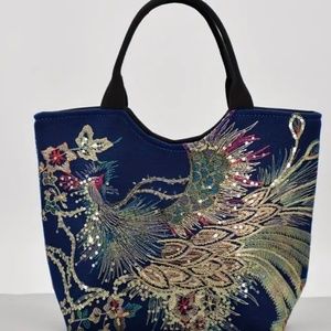 Royal blue peacock designed purse